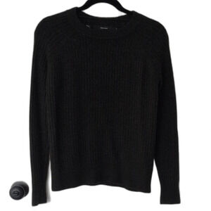 Vero Moda Charcoal Crewneck Sweater XS Ribbed Knit Minimalist Dark Academia